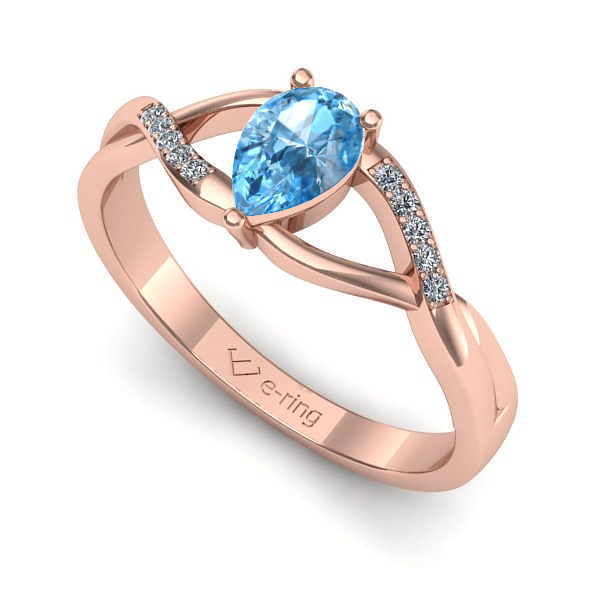 Inel de logodna din aur roz cu topaz blue