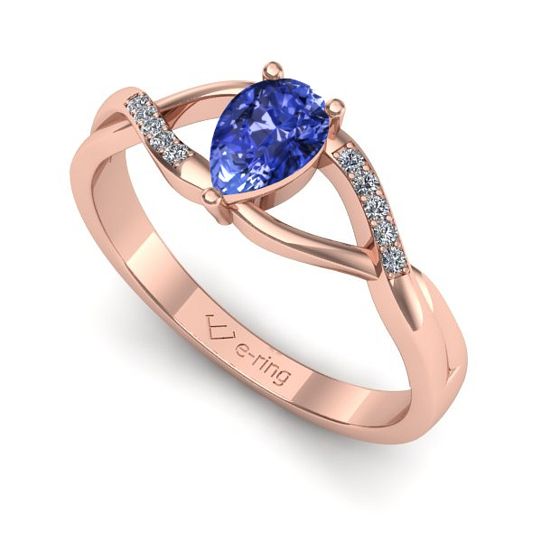 Inel de logodna din aur roz cu tanzanit