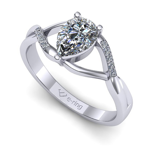 Inel din aur alb cu diamant de laborator