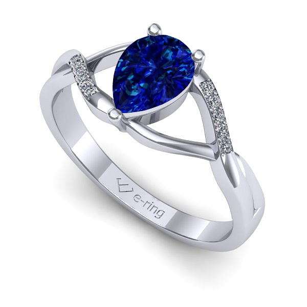 Inel din aur alb cu safir