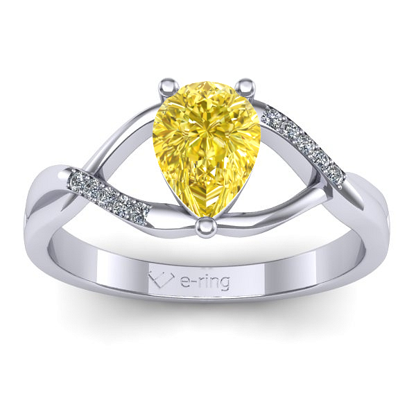 Inel logodna cu safir galben lacrima