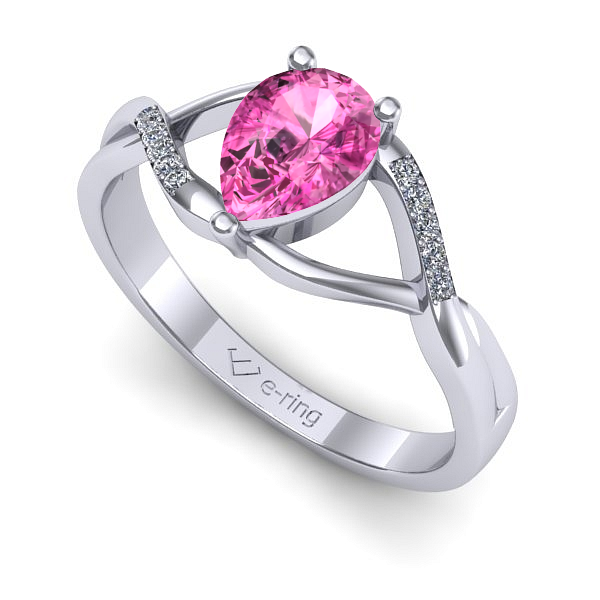 Inel de logodna din aur alb cu safir roz