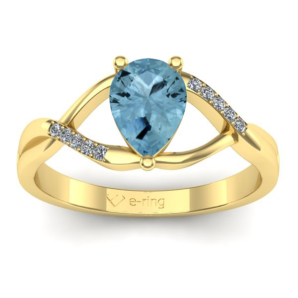 Inel logodna cu aquamarin lacrima