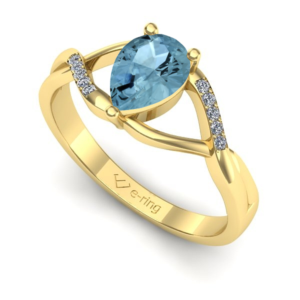 Inel din aur galben cu aquamarin