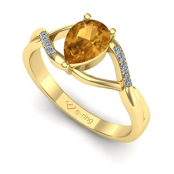 Inel logodna din aur galben cu citrin