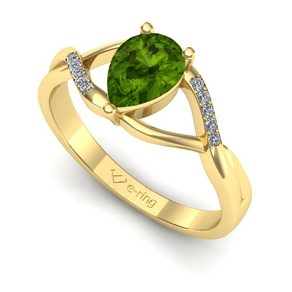 Inel de logodna din aur galben cu peridot