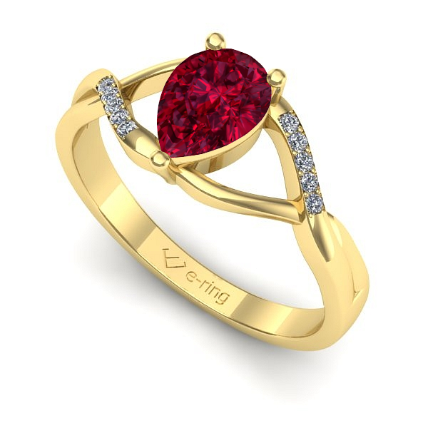 Inel din aur galben cu rubin