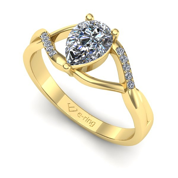 Inel din aur galben cu diamant de laborator