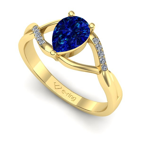 Inel de logodna din aur galben cu safir