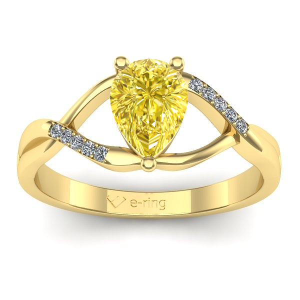 Inel logodna cu safir galben lacrima