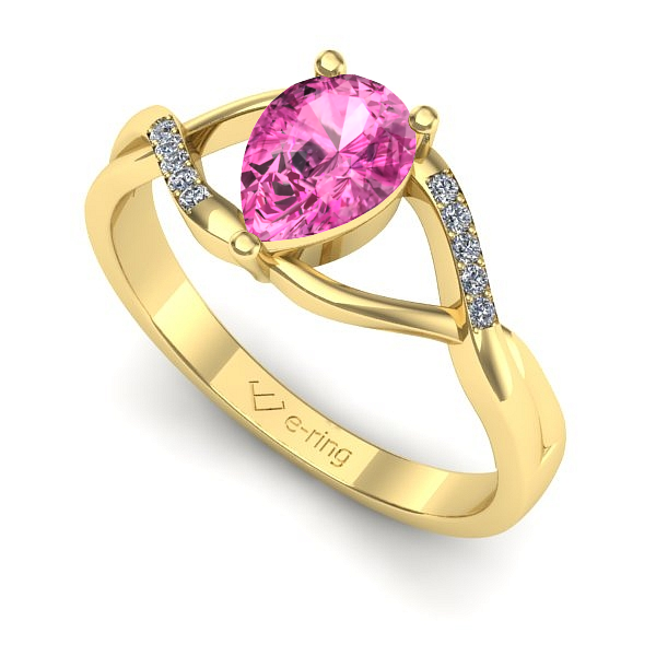 Inel din aur galben cu safir roz