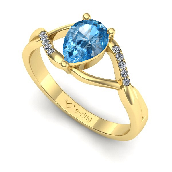 Inel din aur galben cu topaz blue