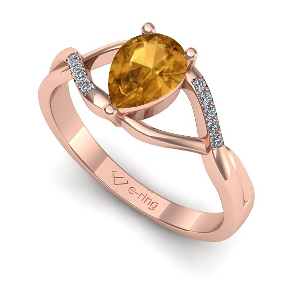 Inel din aur roz cu citrin