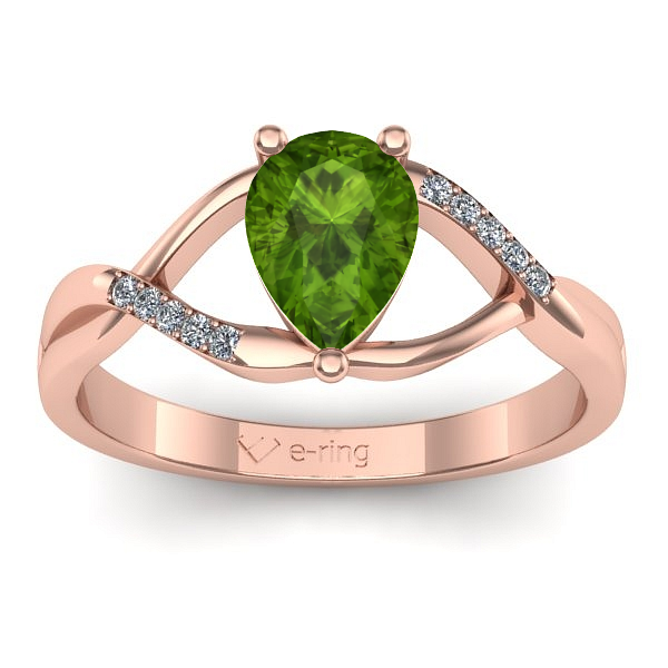 Inel logodna cu peridot lacrima