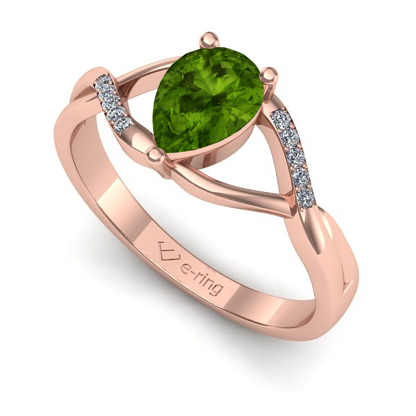Inel de logodna din aur roz cu peridot
