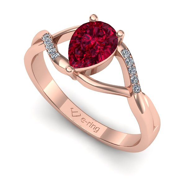 Inel de logodna din aur roz cu rubin