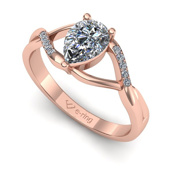 Inel de logodna din aur roz cu safir alb