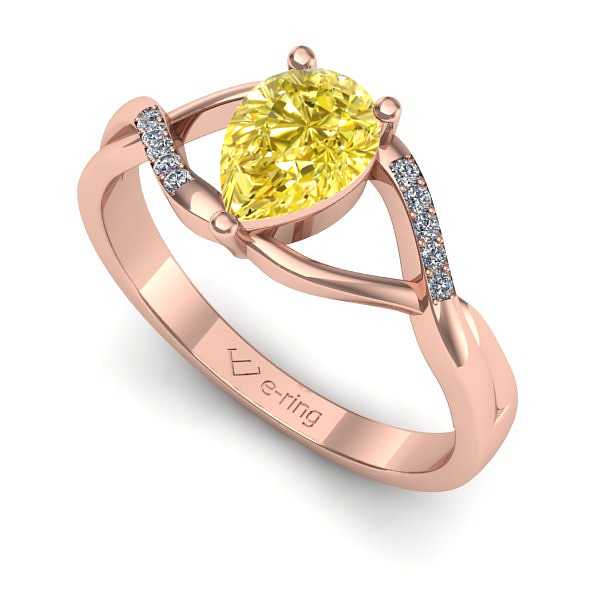 Inel de logodna din aur roz cu safir galben