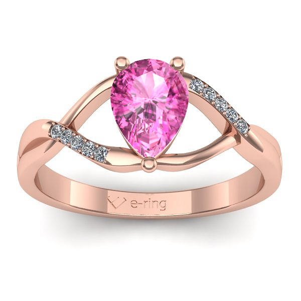 Inel cu safir roz lacrima