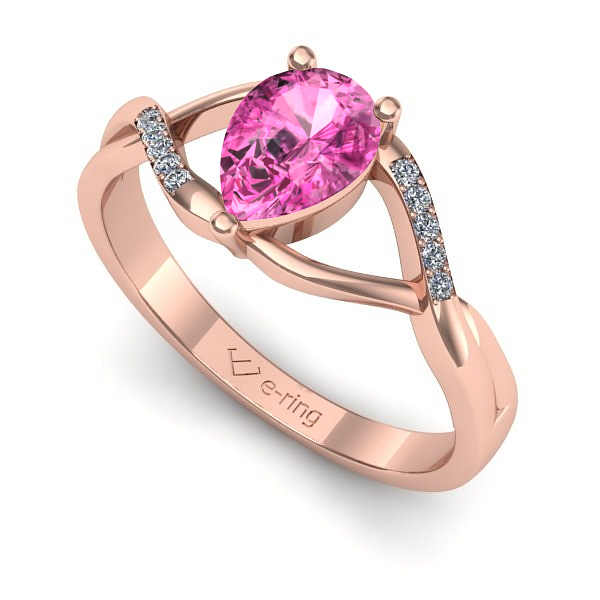 Inel din aur roz cu safir roz