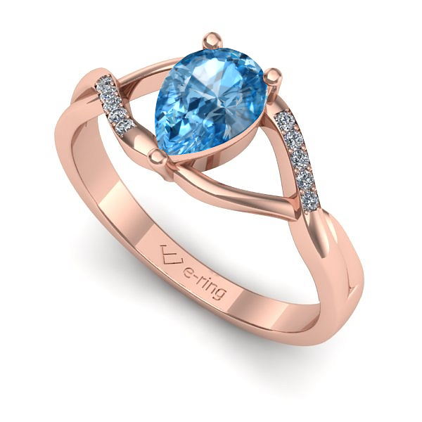 Inel din aur roz cu topaz blue
