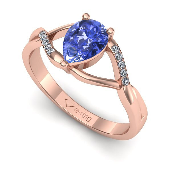 Inel de logodna din aur roz cu tanzanit
