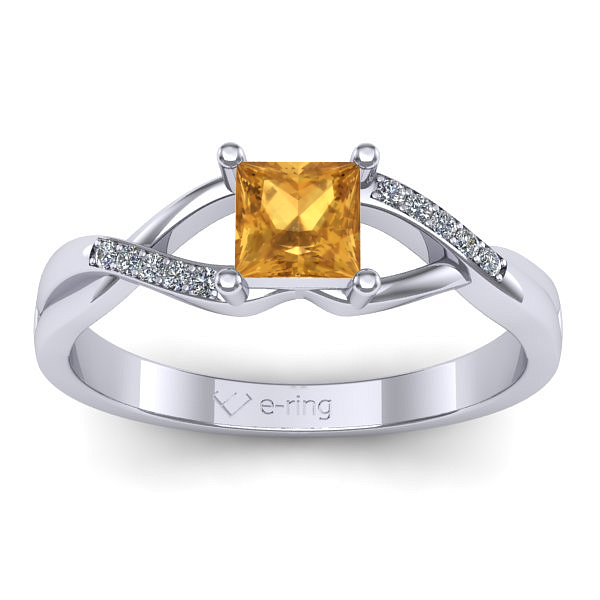 Inel cu citrin patrat