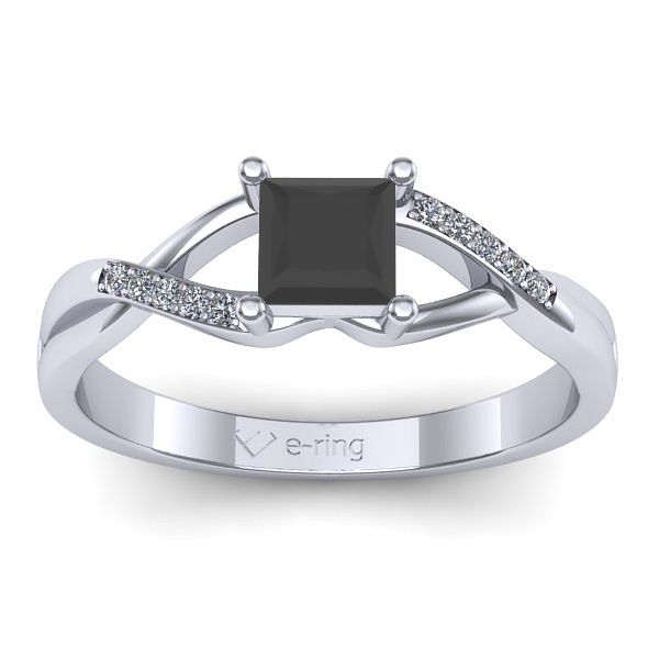 Inel cu diamant negru patrat