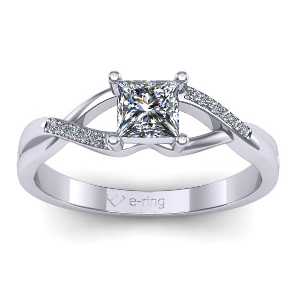 Inel logodna cu safir alb patrat