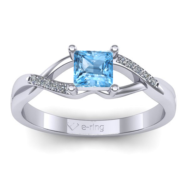 Inel de logodna cu topaz blue patrat