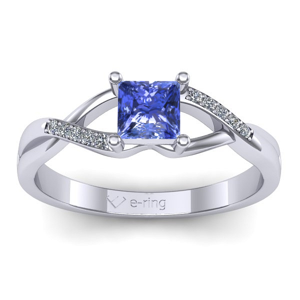 Inel de logodna cu tanzanit patrat
