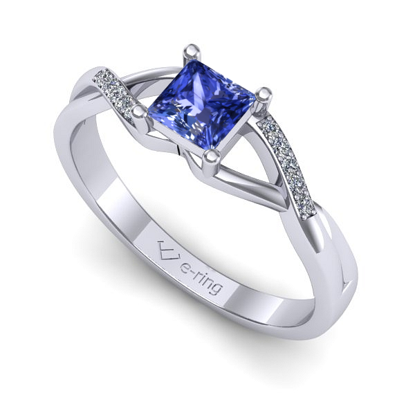 Inel de logodna din aur alb cu tanzanit