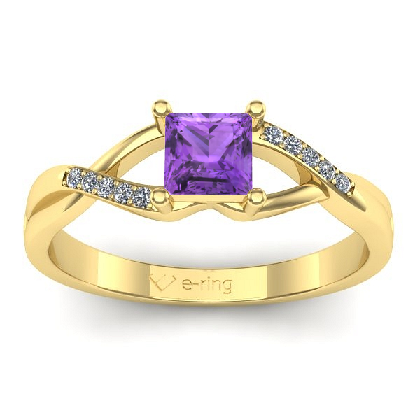 Inel logodna cu ametist patrat