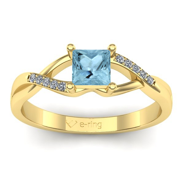 Inel cu aquamarin patrat