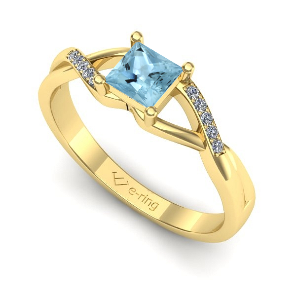 Inel din aur galben cu aquamarin