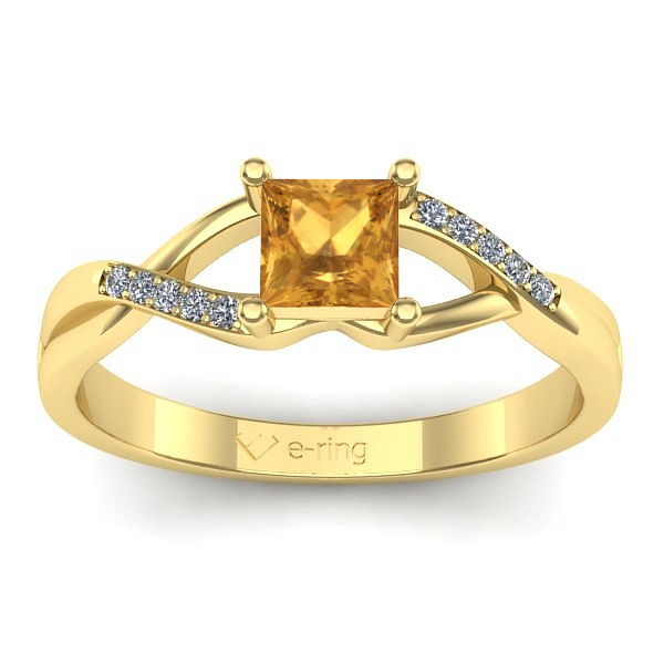 Inel de logodna cu citrin patrat