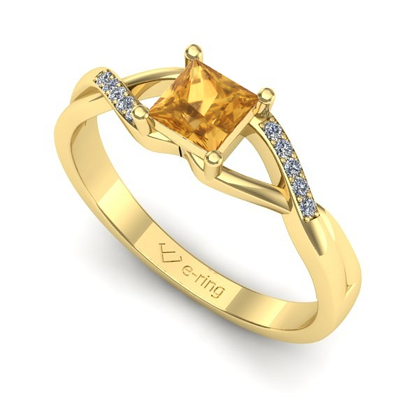 Inel logodna din aur galben cu citrin
