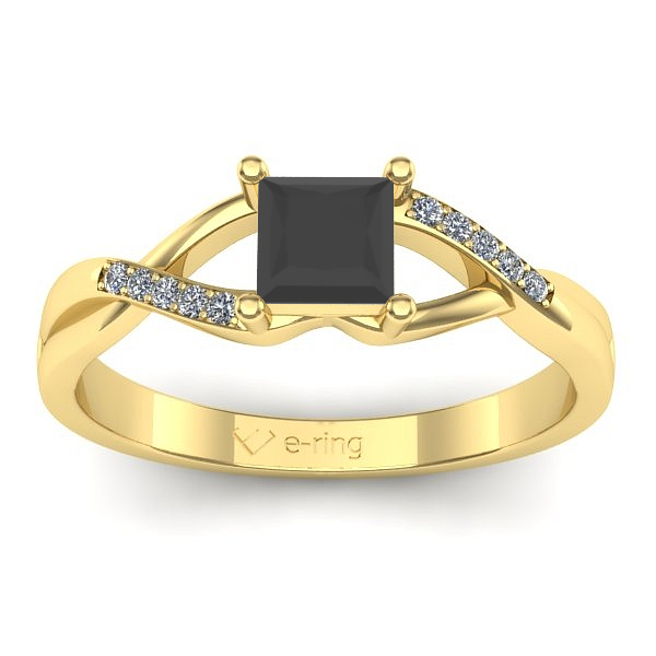 Inel logodna cu diamant negru patrat