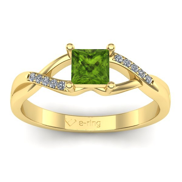 Inel cu peridot patrat