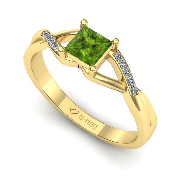 Inel de logodna din aur galben cu peridot