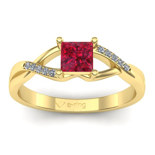 Inel logodna cu rubin patrat