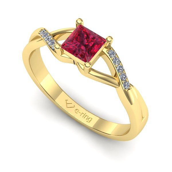 Inel de logodna din aur galben cu rubin
