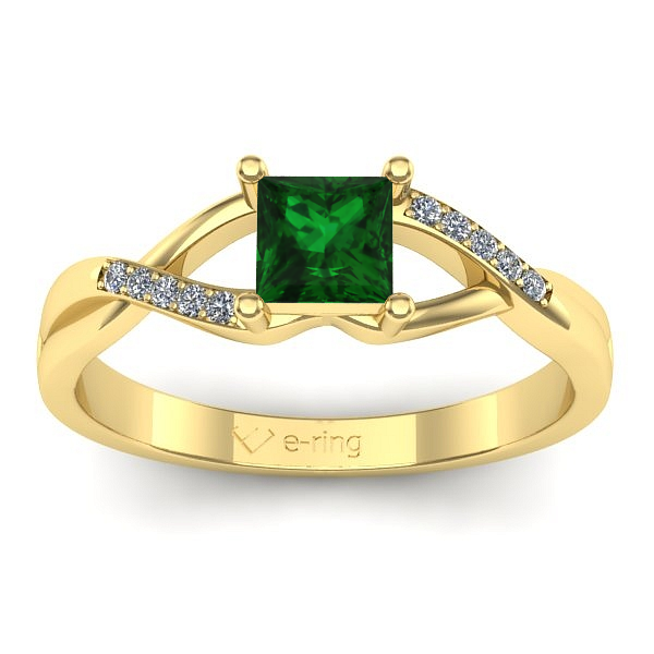 Inel cu smarald patrat