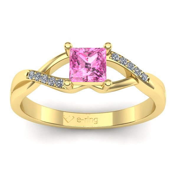 Inel logodna cu safir roz patrat