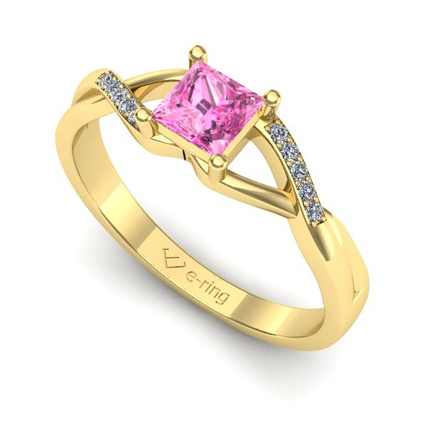 Inel de logodna din aur galben cu safir roz