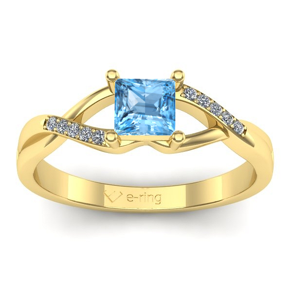 Inel logodna cu topaz blue patrat