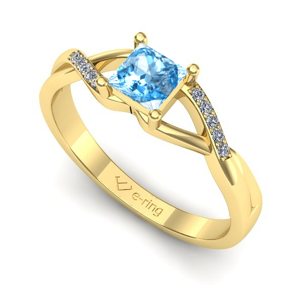 Inel de logodna din aur galben cu topaz blue