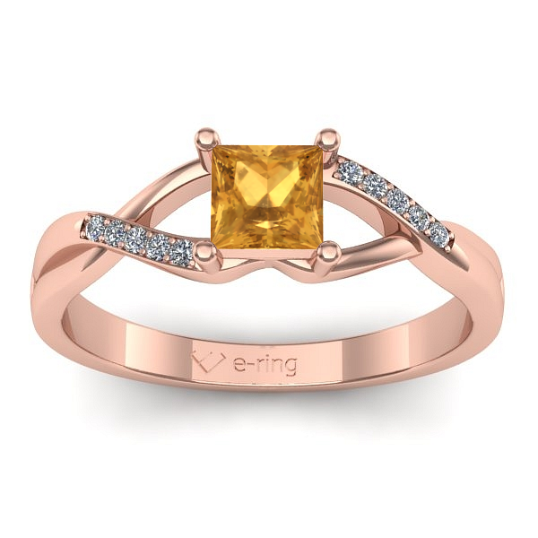 Inel cu citrin patrat