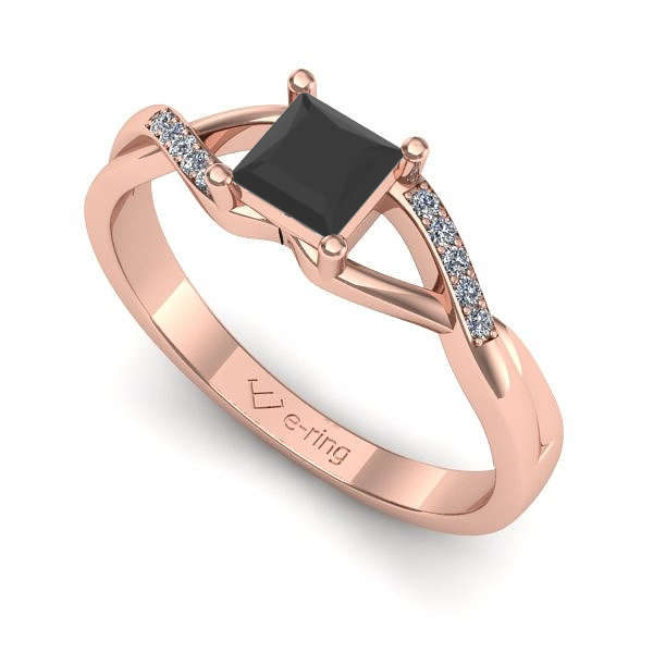 Inel de logodna din aur roz cu diamant negru