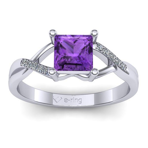 Inel de logodna cu ametist patrat
